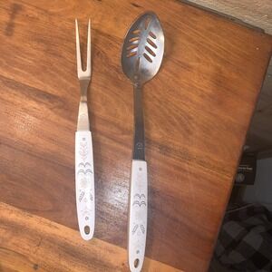 VTG Flint Arrowhead Harvest Wheat Stainless Steel Slotted Spoon & Two Prong Fork